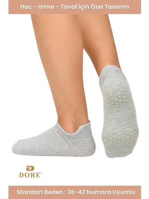 Dore Unisex Hac Umre Tavaf Için Kaymaz Taban Konforlu Kaydırmaz Patik Çorap Standart Beden 36-42 Gri
