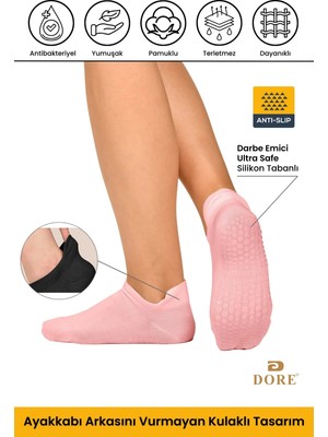 Dore Unisex Pembe Konfor Modeli Kaymaz Taban Pilates Yoga Için Kaydırmaz Patik Çorap 1 Çift 36 - 42