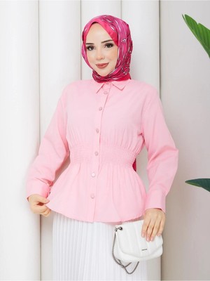 Exit Collection Terikoton Kumaş - Beli Korseli Korse Destekli - Kadın Tesettür Gömlek