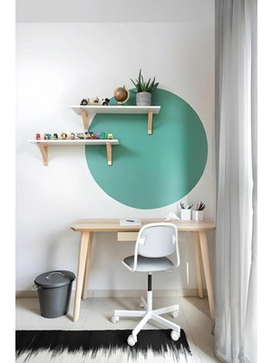 Kanvassepetinet Kendiliğinden Yapışkanlı Kumaş Kanvas Dokulu Duvar Kağıdı Boho Bohem Tarz Atif Su Yeşili Yuvarlak