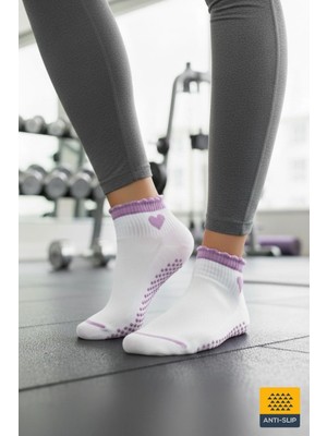 Dore Yazlık Yeni Sezon Girly Sweet Trend Model Pilates ve Yoga Kaydırmaz Tabanlı Çorap 1 Çift Lila 36 - 42