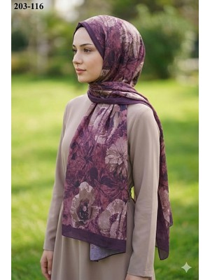 Moon Scarf Bambu Kraş Pamuk Şal (Mürdüm) 203-116