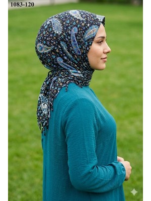 Huzurlu İpek Huzurlu Ipek Desenli Sökme Boncuklu Eşarp 1083-120