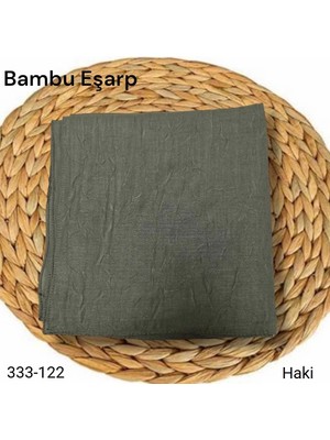Moda Akyüz Düz Renk Bambu Pamuk Eşarp Haki 333-122