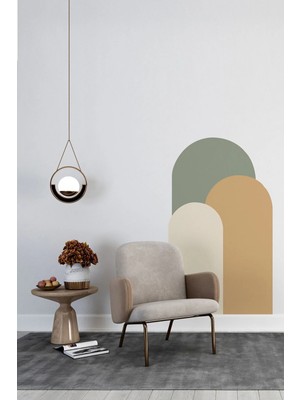 Kanvassepetinet Kendiliğinden Yapışkanlı Kumaş Kanvas Dokulu Duvar Kağıdı Bohem Oval Boho 3'lü Duvar  Tek Parça