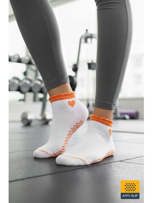 Dore Yazlık Yeni Sezon Girly Sweet Trend Model Pilates ve Yoga Kaydırmaz Tabanlı Çorap 1 Çift Turuncu 36 - 42