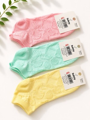 Çocuk İşleri Pastel Yaprak Desenli Kadın Patik Çorap 3’lü Paket (36-40)