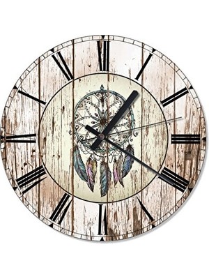 Nomikase Dream Catcher Temalı Ahşap Duvar Saati, Bohem ve Şık Tasarım