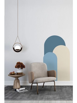 Kanvassepetinet Kendiliğinden Yapışkanlı Kumaş Kanvas Dokulu Duvar Kağıdı Bohem Oval Boho 3'lü Duvar  Tek Parça