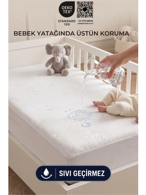 Formeya Babydry Bambu Desenli Oeko-Tex Sertifikalı Sıvı Geçirmez Fitted Bebek Alezi Bebek Yatak Koruyucu