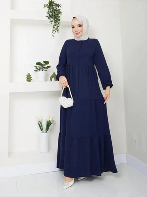 Exit Collection Kadın Ayrobin Şık ve Rahat Kesim Kumaş Boydan Tesettür Elbise