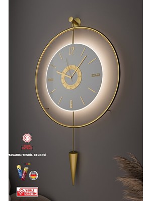 Nomikase Büyük Boy Kristal Gold Kadranlı Pilli LED Duvar