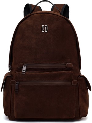 Derimod Unisex Kahverengi Süet Kumaş Sırt Çantası 26SBD30206F