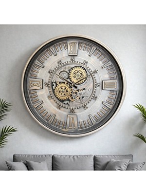 Nomikase Antik Tarzlı 60X60CM Çarklı Metal Duvar Saati