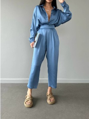 Herton Oversize Düşük Omuz Gömlek ve Havuç Paça Pantolon Set Takım
