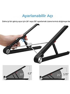 Bix Saıjı X1 Laptop Sehpası, Katlanabilir, Tablet Sehpası, Alüminyum Alaşım, Online Sınıf Çalışması, Duruşu Iyileştirme, Isı Dağılımı Macbook, iPad ve 10-15,6 Inç Olan Tüm Cihazlar ile Uyumlu. Siyah