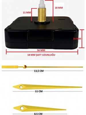 Nomikase Askısız Sessiz Duvar Saati Mekanizması - 18MM Şaft, Modern Tasarım