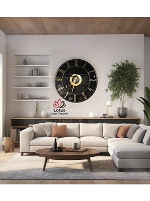 Nomikase Altın Renkli Aynalı Pleksi Modern Duvar Saati, 70X70 cm
