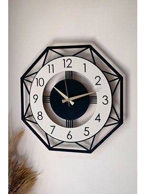 Nomikase Modern Dekoratif Ahşap Duvar Saati - 48 Cm, Şık ve Işlevsel