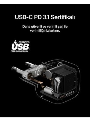 Küp USB C Duvar Şarj Cihazı, 20 W Usb-C Şarj Cihazı, 16, 16 Plus, 16 Plus, 16 Pro, 16 Pro Max, Galaxy S24, Ipad, Airpods ve Daha Fazlası Için
