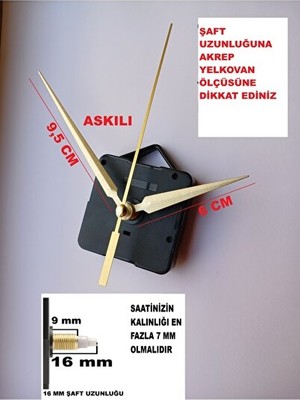 Nomikase Sessiz Çalışan Saat Mekanizması, 16 mm Şaft Boyu, Güçlü ve Dayanıklı