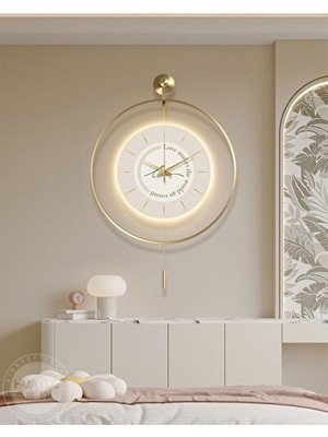Nomikase Büyük Boy Gold Led'li Metal Duvar Saati, Modern ve Şık Tasarım