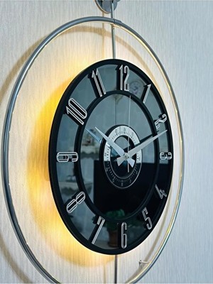 Nomikase Krom Çerçeveli Metal ve Cam Duvar Saati, 50X70 Cm, Modern Tasarım