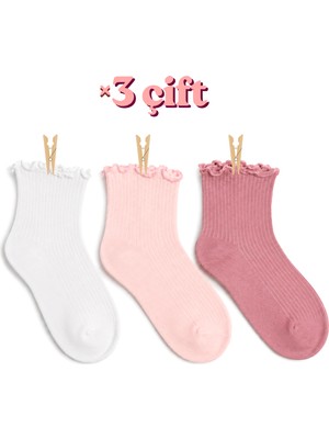 Carnaval Socks Kıvrık Fırfırlı Kadın Çorap 3’lü Set /candy Set