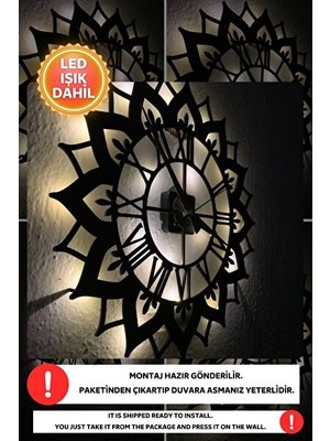 Nomikase Rgb Işıklı Çiçek Tasarımlı Sessiz Modern Duvar Saati