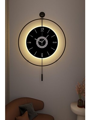 Nomikase 50 cm Çaplı LED Göbekli Metal Duvar Saati - Modern ve Çarpıcı Tasarım