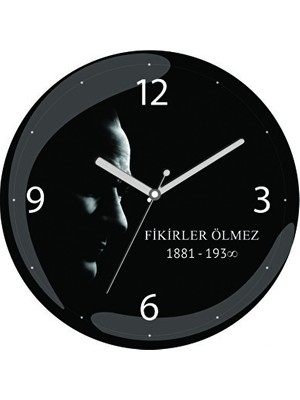 Nomikase Atatürk Fikirleri Temalı Sessiz Çalışan Duvar Saati