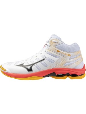 Mizuno Wave Voltage 2 Mıd Unisex Voleybol Ayakkabısı Beyaz / Turuncu