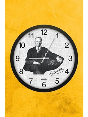 Nomikase Gerçek Cam Sessiz Mekanizmali Atatürk Duvar Saati