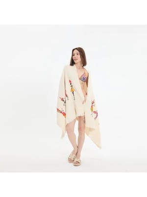 El Yapımı Pamuklu Afrika Kadını Desenli Peştemal – Yaz ve Tatil Stili Için Bohem Organik Çift Katmanlı Plaj Peştemal