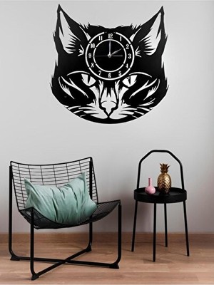Nomikase Kedili Metal Duvar Saati, 41X41 Cm, Siyah Renkli ve Şık Tasarım
