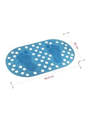 Shoplet Premium Serisi Banyo - Küvet Içi Kaydırmaz Vantuzlu Ayak Desenli Paspas 66,5 x 36,5 Cm, Mavi