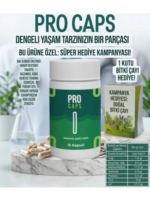 1 Kutu Takviye Edici Gıda Pro Caps 15’li Procaps / 1 Kutu Çay Hediyesiyle