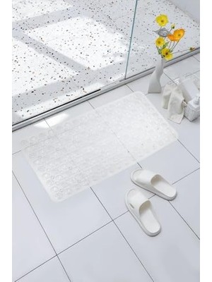 Shoplet Premium Serisi Banyo - Küvet Içi Kaydırmaz Vantuzlu Oluklu Desenli Diktördgen Paspas 67,5 x 34,5 Cm, Şeffaf