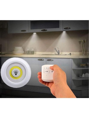 Shoplet Uzaktan Kumandalı 3 Lü Spot LED Lamba Kablosuz Pilli Işıldak