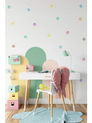 Kanvassepetinet Arch Pastel Renk Blok ve Puantiyeler Duvar Sticker Seti
