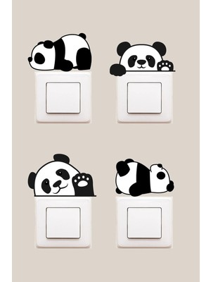 Kanvassepetinet Panda Dekoratif Priz Sticker Seti