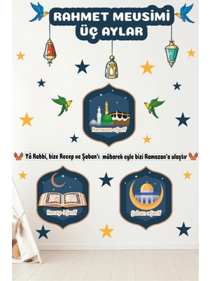 Kanvassepetinet Üç Aylar Rahmet Mevsimi Recep Şaban Ramazan Cam Kapı Duvar Sticker Ramazan Süsü Yapışkanlı