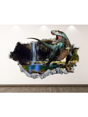 Kanvassepetinet T-Rex Dinozorlar Full Hd Baskı 3D Modern Duvar Sticker Seti