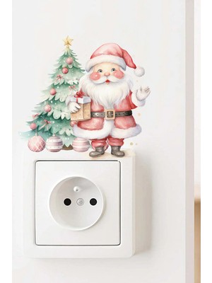 Kanvassepetinet Priz Yılbaşı Noel Baba Yılbaşı Ağacı Dekoratif Priz Süsleme Sticker