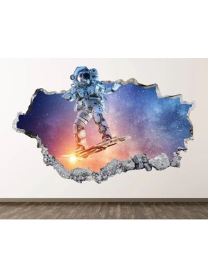 Kanvassepetinet Uzayda Astronotlar Full Hd 3D Modern Sticker Kaplamalar
