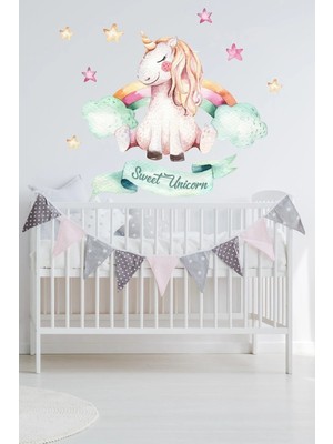 Kanvassepetinet Yıldızlı Unicorn Duvar Sticker Seti