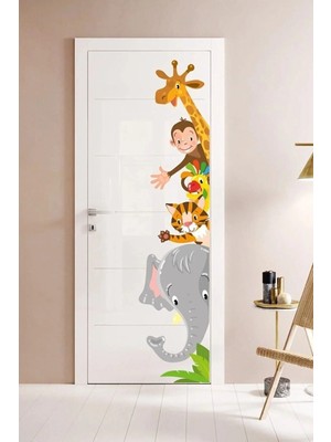 Kanvassepetinet Safari Hayvanlar Kap  Dolap  Duvar Sticker Seti