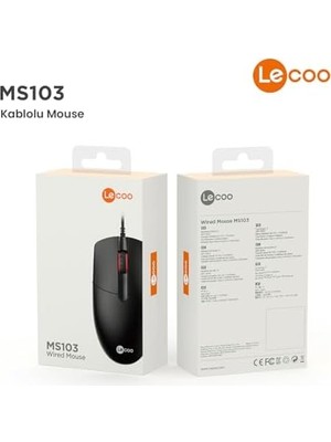 MS103 USB Kablolu 1000DPI 3 Tuşlu Pc, Mac, Dizüstü Bilgisayar ile Uyumlu Optik Mouse Siyah