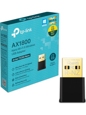 TX20U, AX1800 Mbps, Çift Bant, Mu-Mımo, USB 2.0, Wpa3, Windows 10/11 Uyumlu, Wi-Fi 6 USB Adaptör