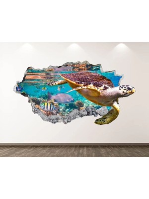 Kanvassepetinet Vahşi Su Kablumbağası Full Hd Baskı 3D Sticker Kaplama